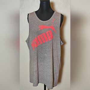 [PUMA] Women's Exercise Dark Gray Sleeveless Tee w/ Red Logo《L》